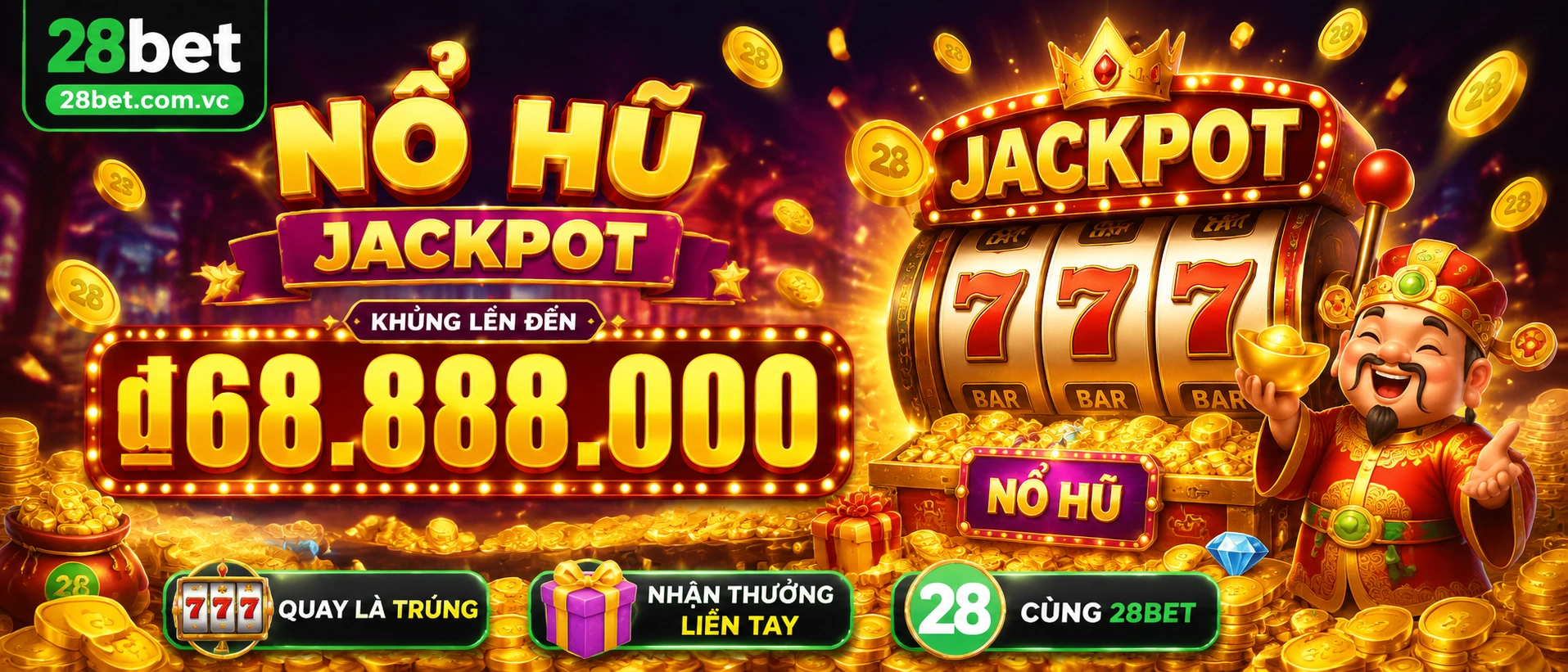 Giao diện game slot hiện đại tại 28bet Nổ Hũ